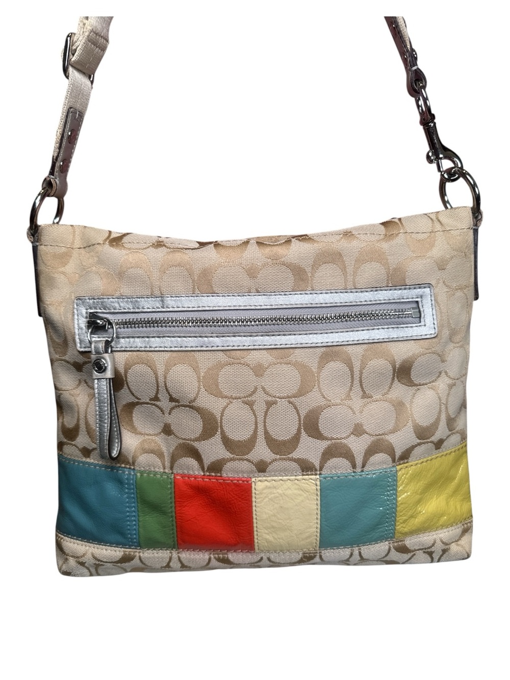 COACH Vintage Signature Multi Stripe Demi Crossbody with Matching Cosmetic Pouch - Picture 4 of 17